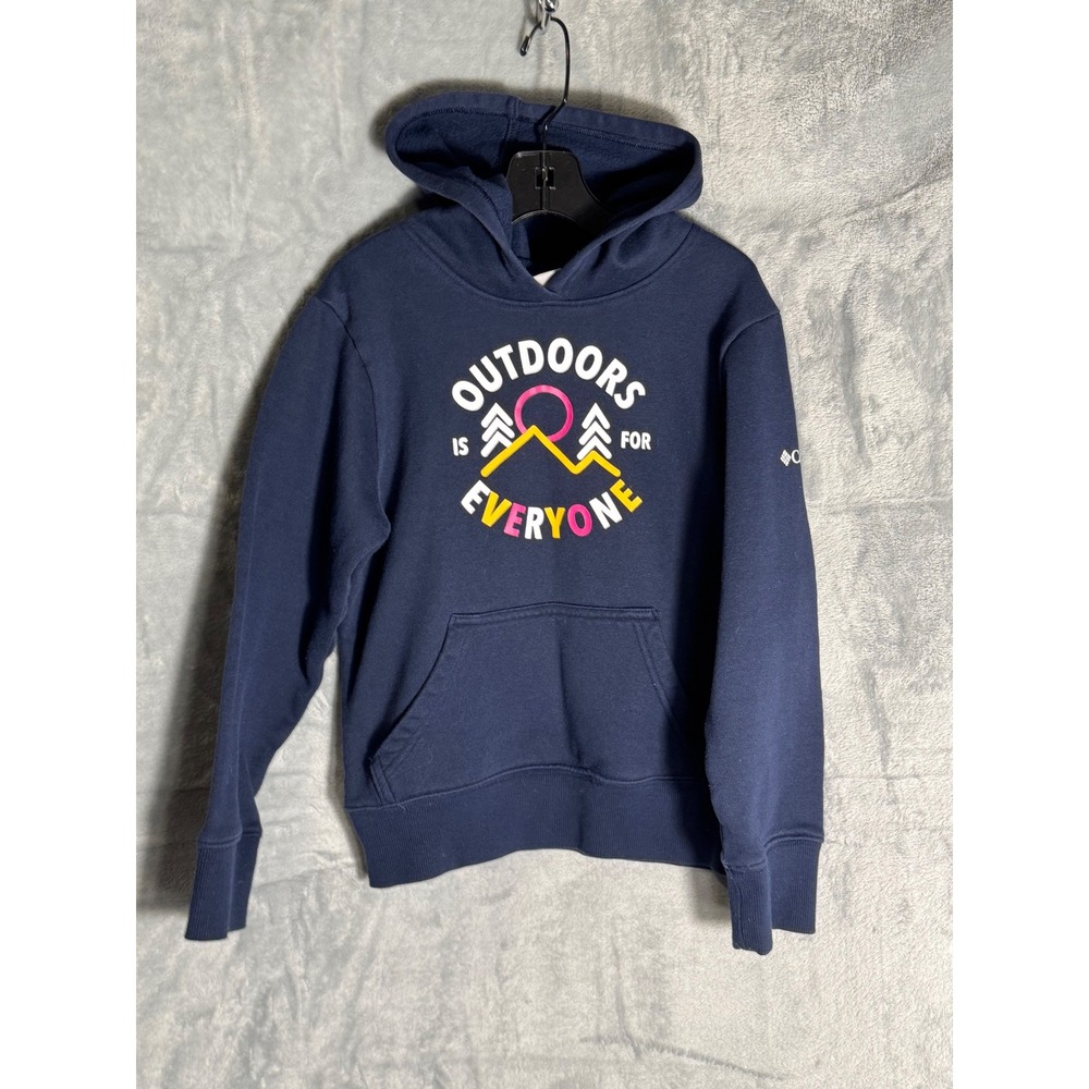 Columbia Kids Navy Blue Outdoors Is For Everyone Graphic Fleece Hoodie‎ S 8